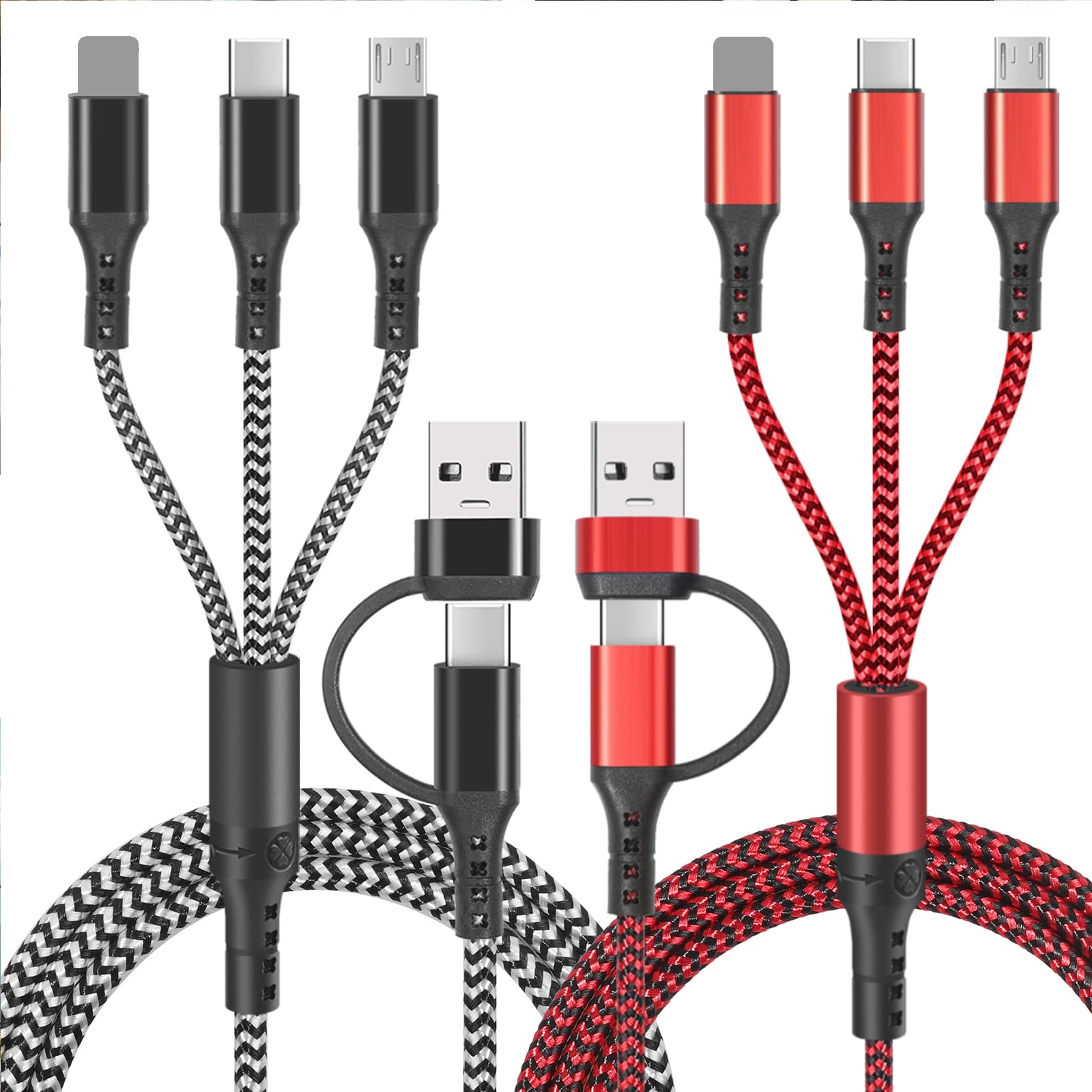 Unillous Multi USB Kabel-Ladekabel Universal 5 in 1 Schnellladekabel mit Mehrfach Anschlüsse für Phone Android Galaxy Android Tablet