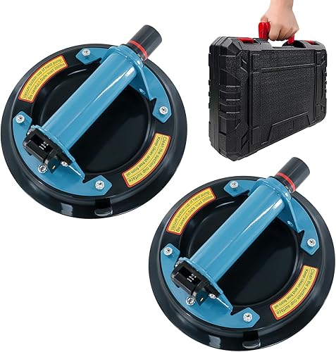 Paquete de 2 ventosas de 8 pulgadas para vidrio, ventosas de vidrio de servicio pesado para levantar vidrio grande, carga máxima de 880 libras,