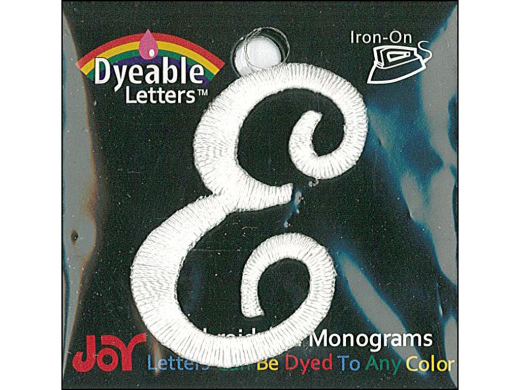 Joy Applique Letter Iron On Script Dye 1.5" Wht E