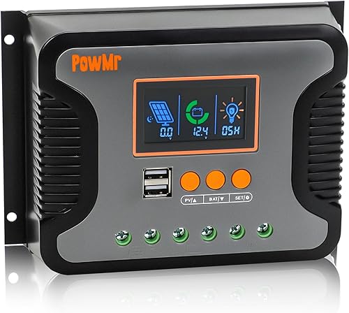 Controlador de carga solar de 80 A, 12 V, 24 V, 36 V, 48 V, automático, regulador solar de 80 amperios, pantalla LCD ajustable con doble USB para