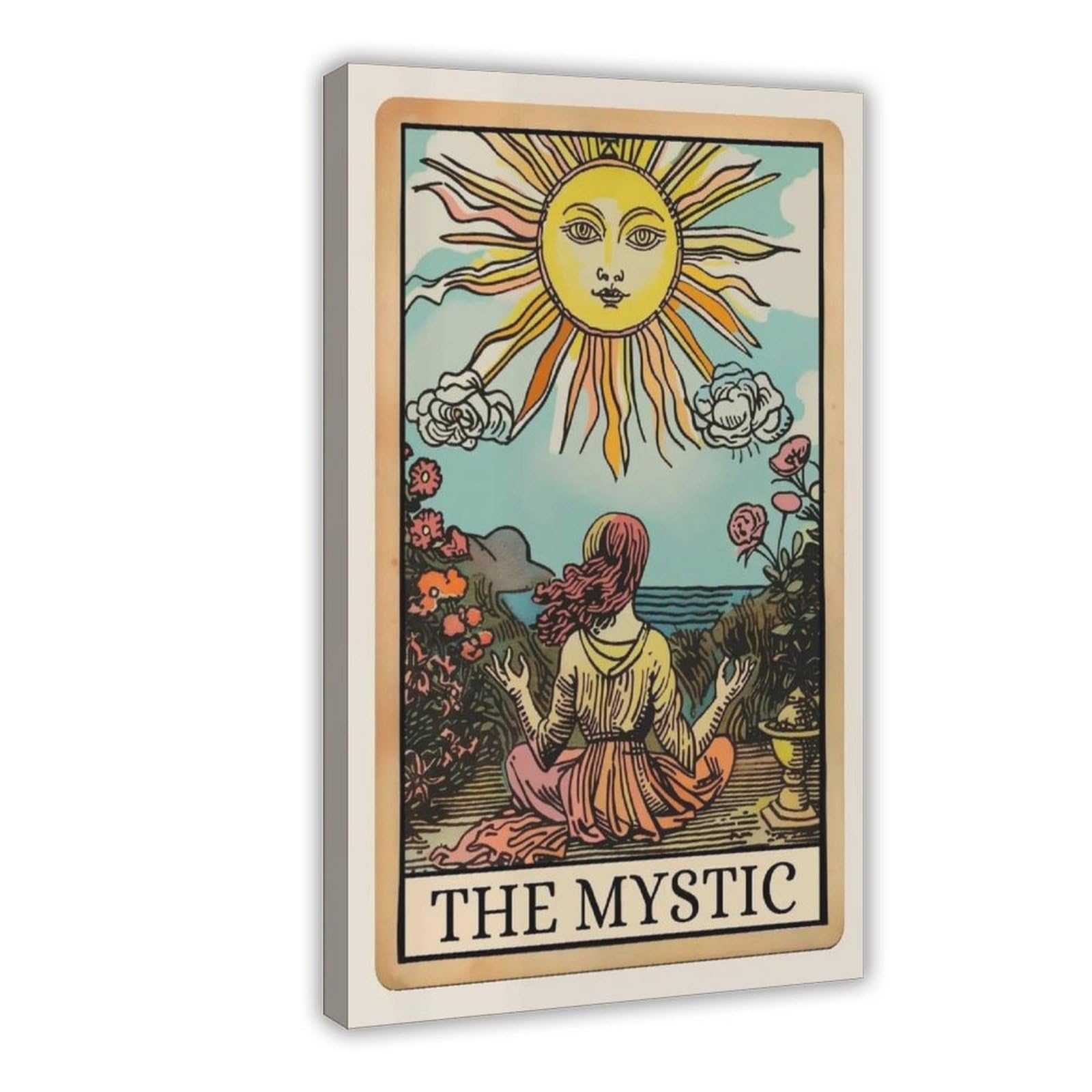 GQVCJSW The Mystic Tarot Card Sun Art Witchy Canvas Poster Bedroom Decor Landscape Office Room Decor Gift 20x30inch(50x75cm)