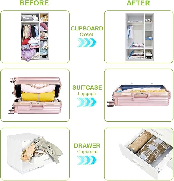 Sacchetti Sottovuoto Vestiti Buste Sottovuoto Vestiti 9 Pezzi 3XL(80x60cm) + 3L(70x50cm) + 3M(60x40cm) Sacchi Sottovuoto Riutilizzabili per Coperte Lenzuola Piumoni Cuscini - 4