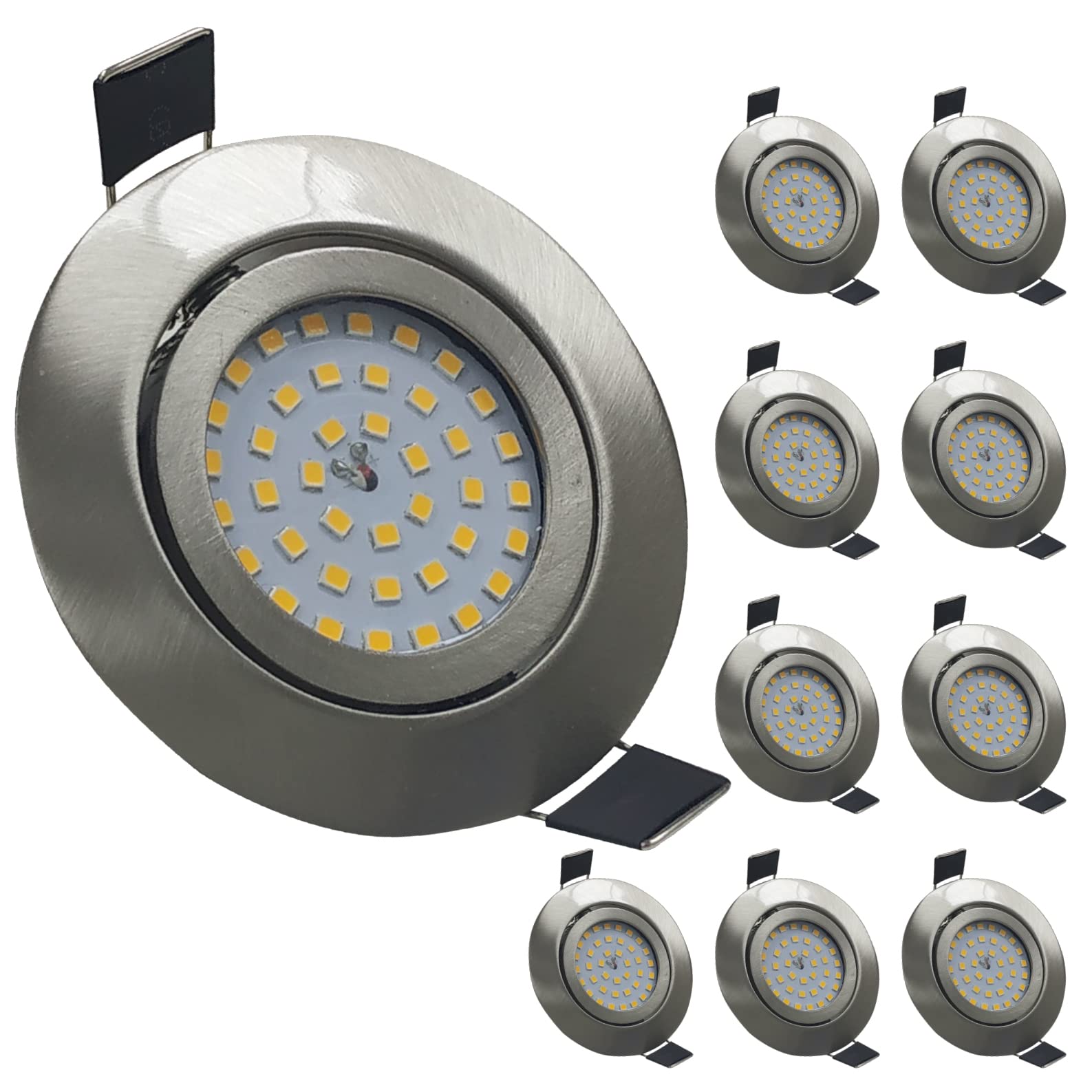LED ATOMANT 10x Downlight LED Incasso Acciaio Foro 75mm 7W Bianco Caldo