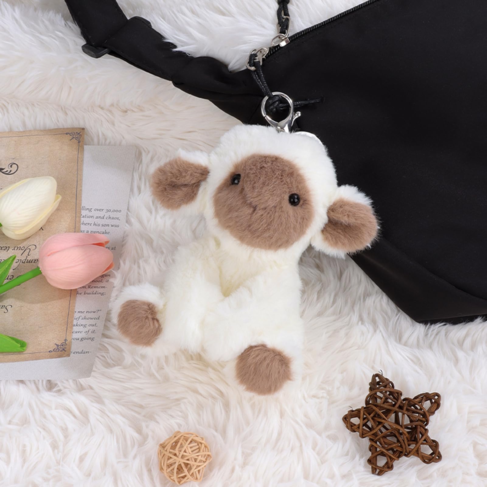 Apricot Lamb Cute Toys Sheep Lamb Plushies Stuffed Animal Soft Keychain for Kids Bag Purse, Backpack, Handbag - Image 2