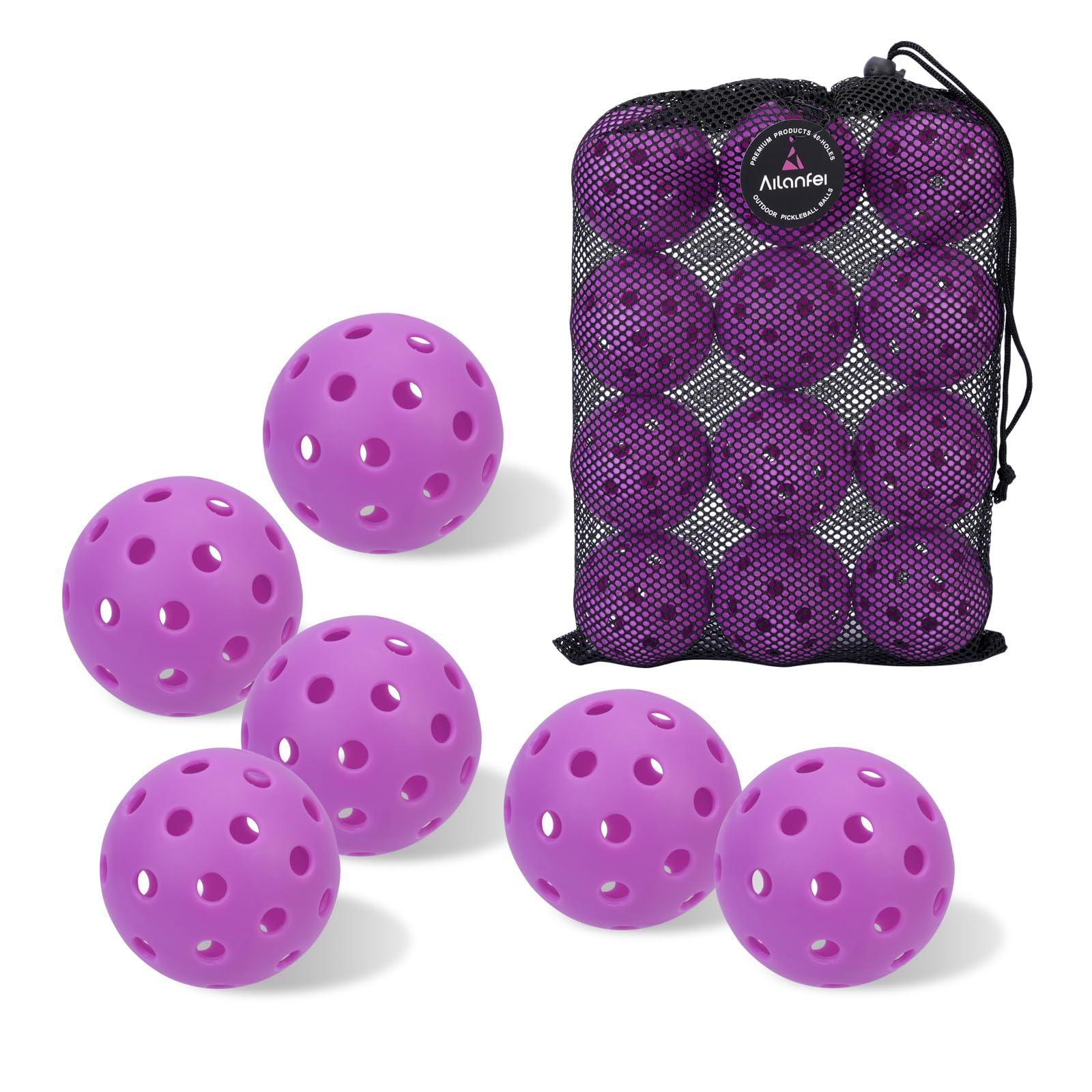 Pickleball Balls 6 Pack | 12 Pack- 40 Holes Outdoor Pickleball with Bag, Perfectly Balanced, High Bounce, Crack-Resistance，USAPA Standard - Multiple Colors