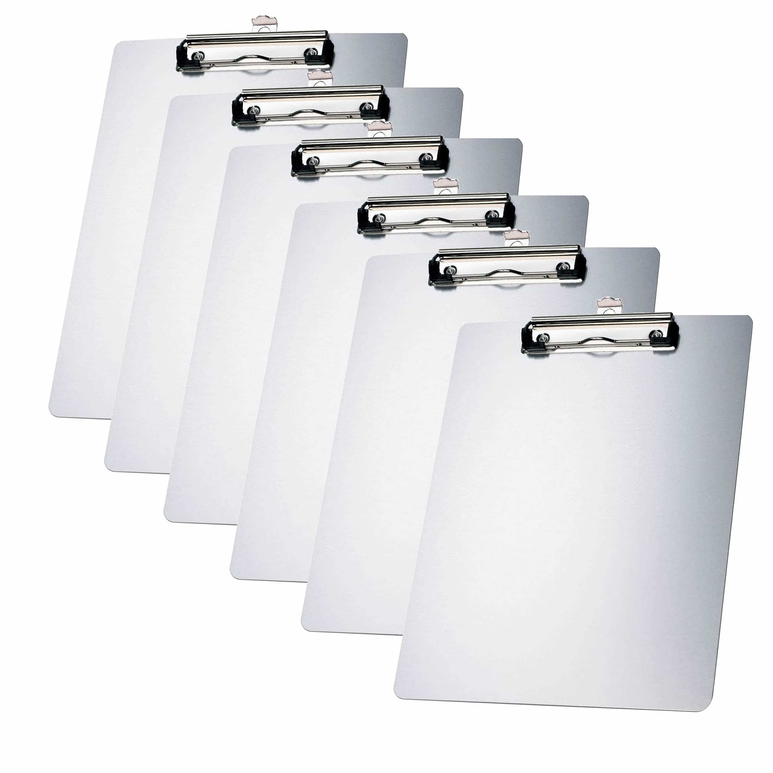 TUKA 6x A4 Porte-bloc en Aluminium, avec Pince, Haute Résistant Planchettes en Aluminium de Haute Qualité, Idéal pour le Travail Quotidien, Clip Planches 6er Pack en Couleur Argent, TKD8025-silver-6x