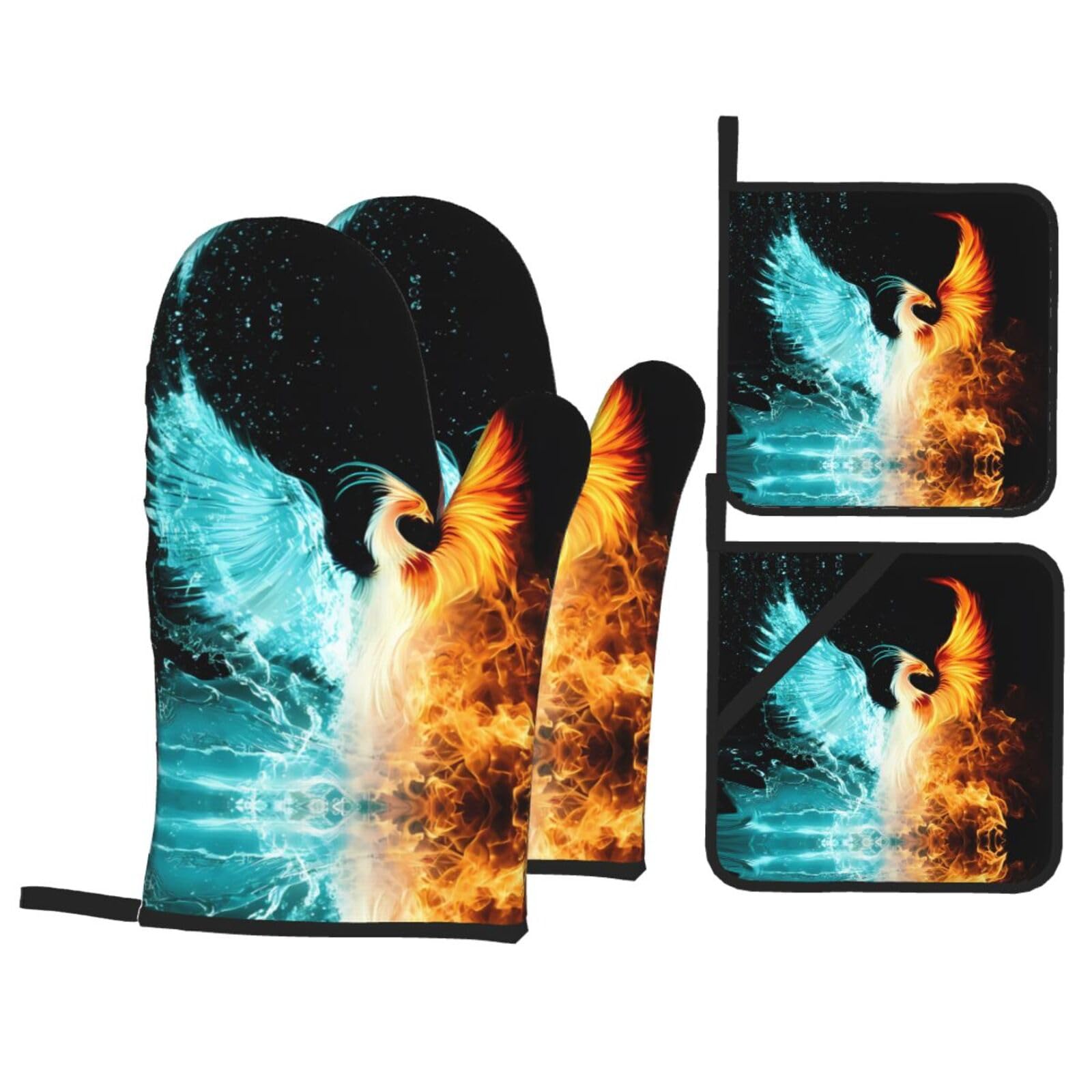 Juego de cocina Phoenix de 4 piezas impreso para hornear con total comodidad