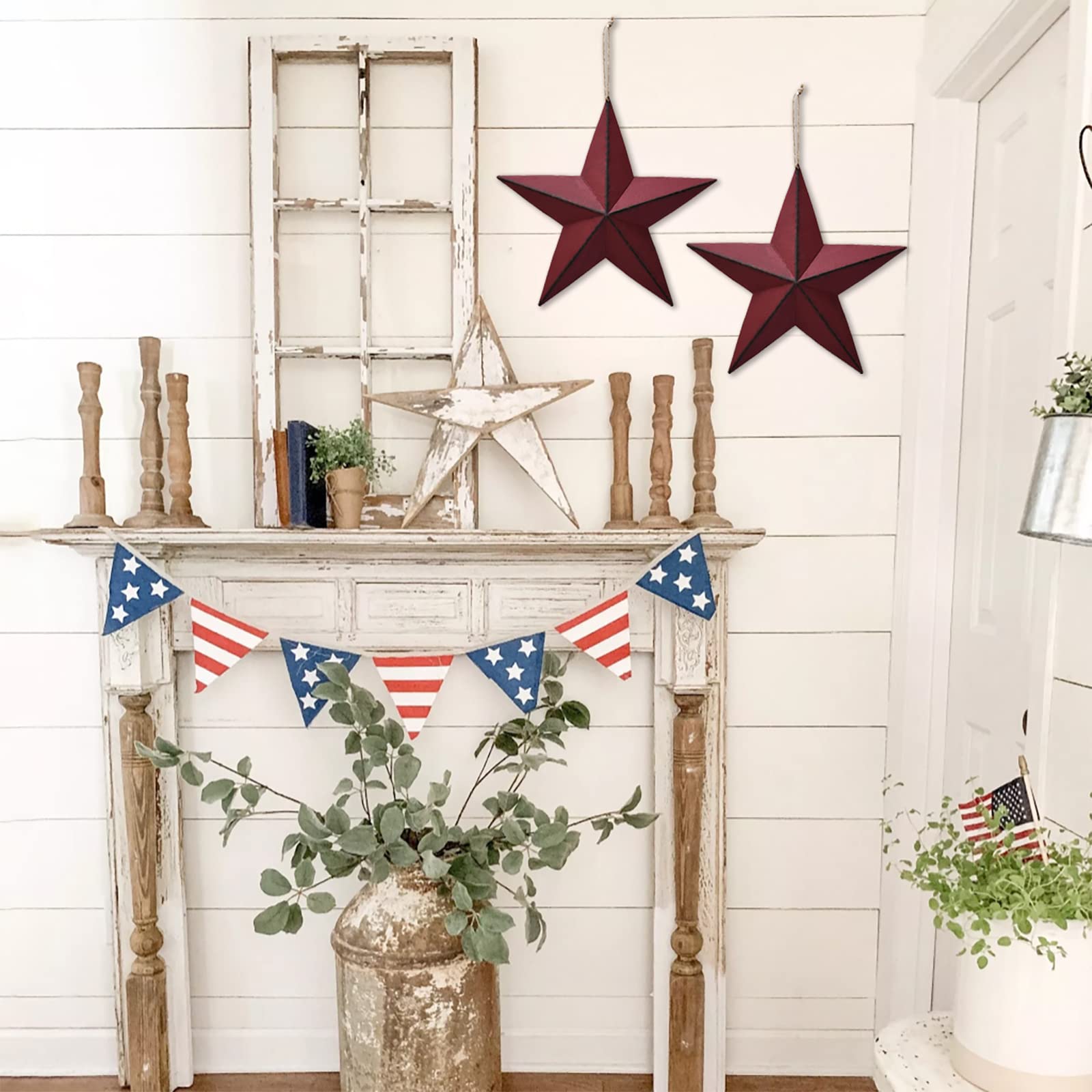 PRIMITIVE AMERICAN BARN STAR 24 INCH 24 COUNTRY FLAG RUST