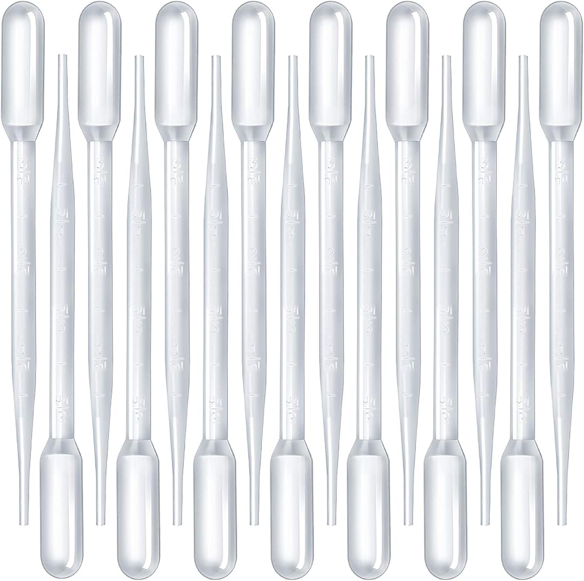 Teenitor Pipetas de 3 ml, cuentagotas de plástico, pipetas de transferencia de aceite esencial, cuentagotas líquido desechable para laboratorio de ciencia, herramienta de maquillaje multiusos, 15 unidades
