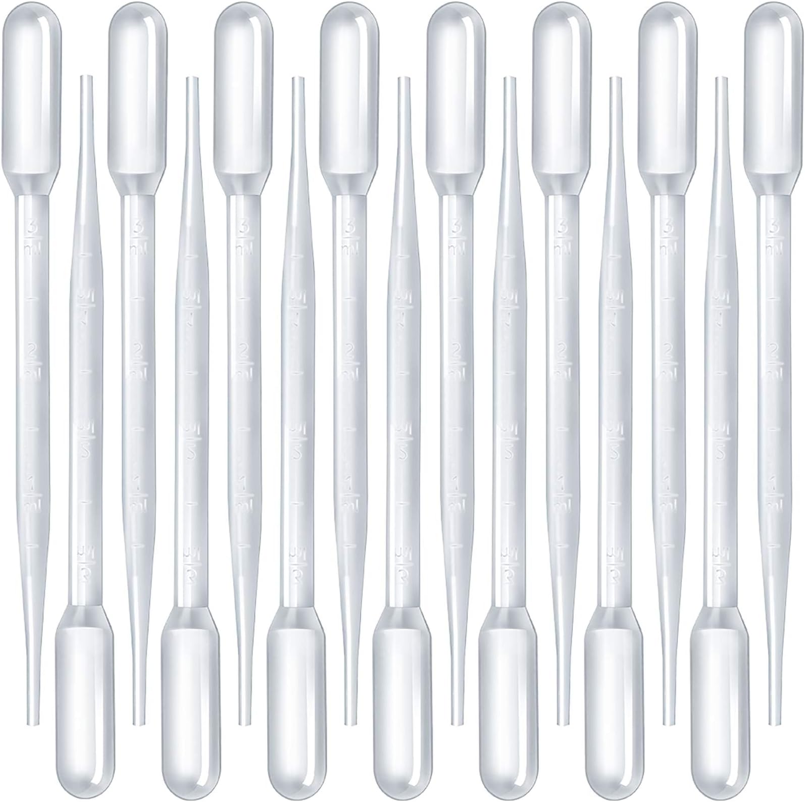 Teenitor 3ML Pipettes, Plastic Dropper Essential Oil Transfer Pipettes Disposable Liquid Eye Dropper for Lab Science Multi- Purpose Makeup Tool, 15Pcs