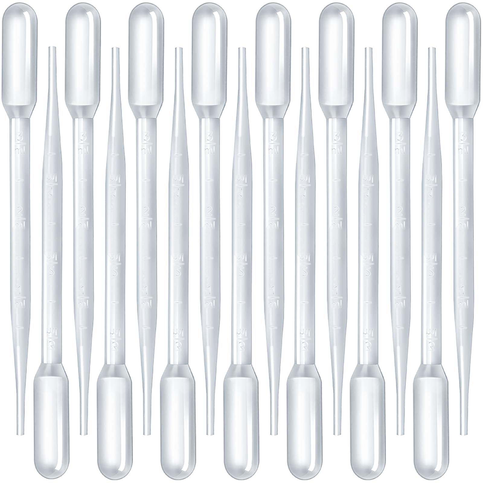 Teenitor 3ML Pipettes, Plastic Dropper Essential Oil Transfer Pipettes Disposable Liquid Eye Dropper for Lab Science Multi- Purpose Makeup Tool, 15Pcs