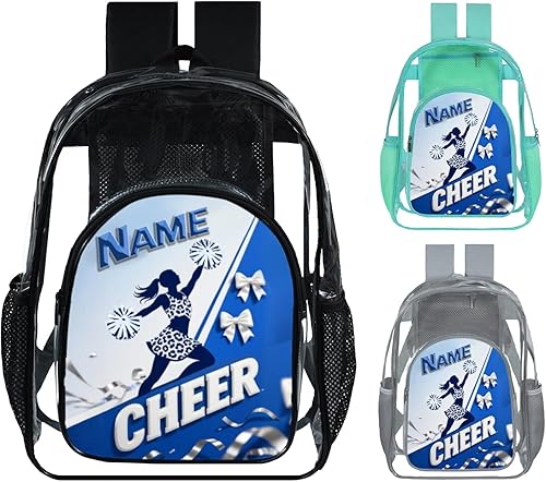 Miniatura 15 de Mochila transparente para niñas, mochila escolar personalizada con nombre de animadora para adolescentes, niños, mujeres y estudiantes Rojo