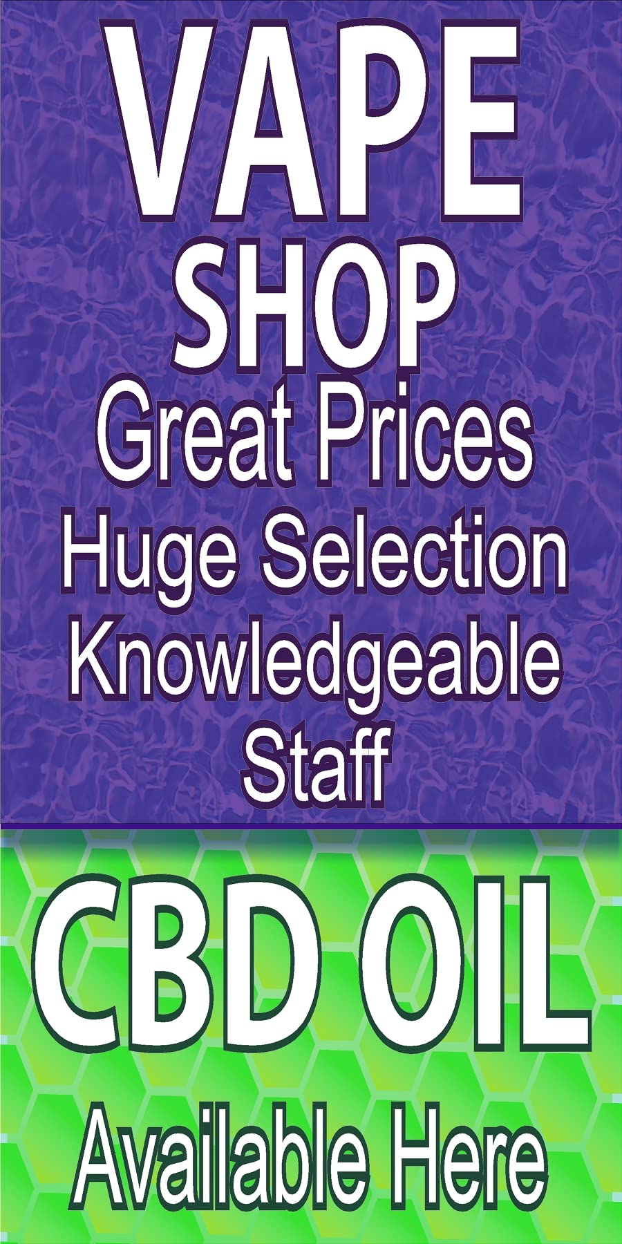 Vape Shop CBD Oil Available HERE STOREFRONT Window Sign (You Choose Size) Perforated Window Vinyl Decal (24" x 48")