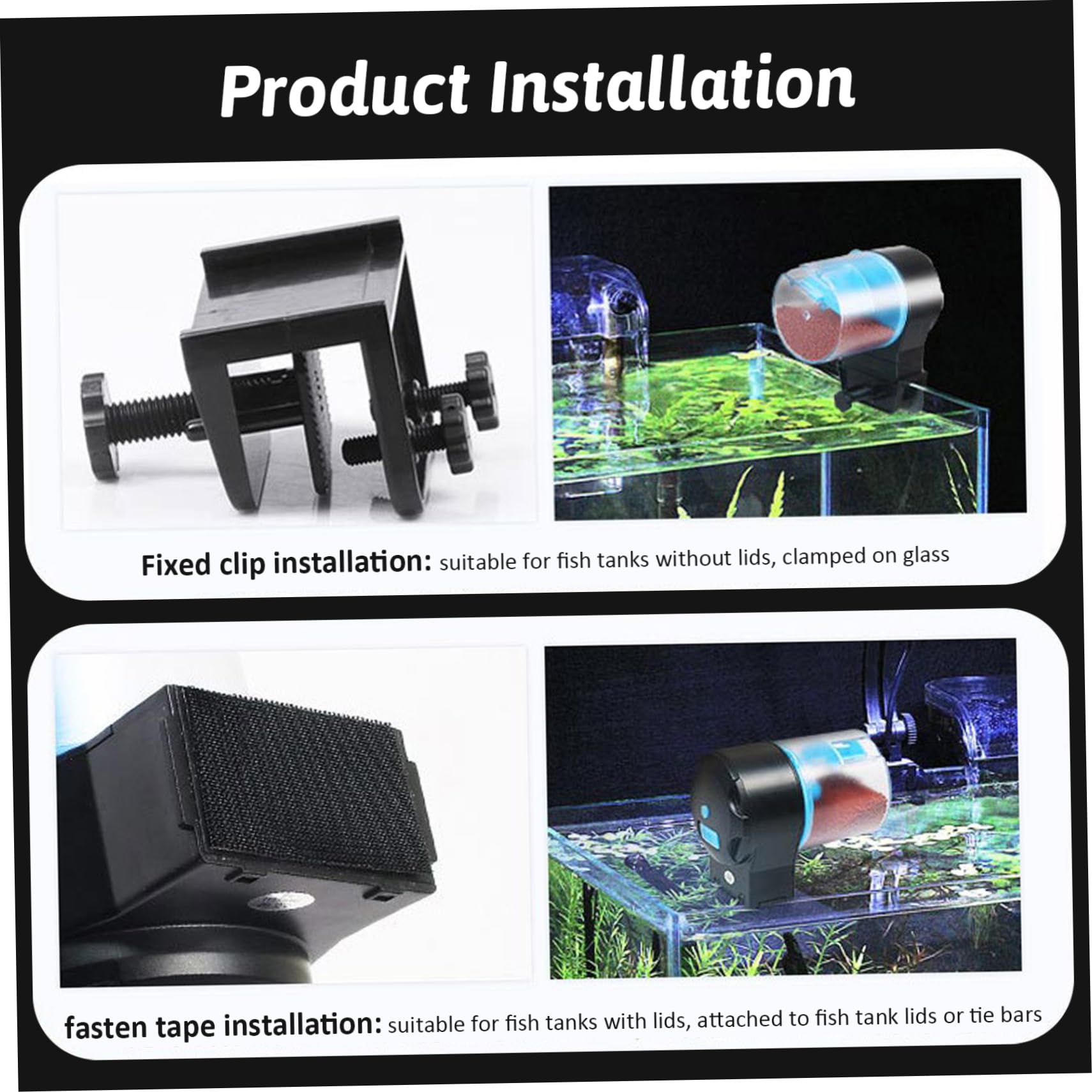 Automatic Fish Feeder 210 ＆ 100ML Feeder 8/12/24 H Timer Battery Operated Food Vacation Automatic Dispenser for Fish Tank, Aquariums & Pond Blue. - image 6