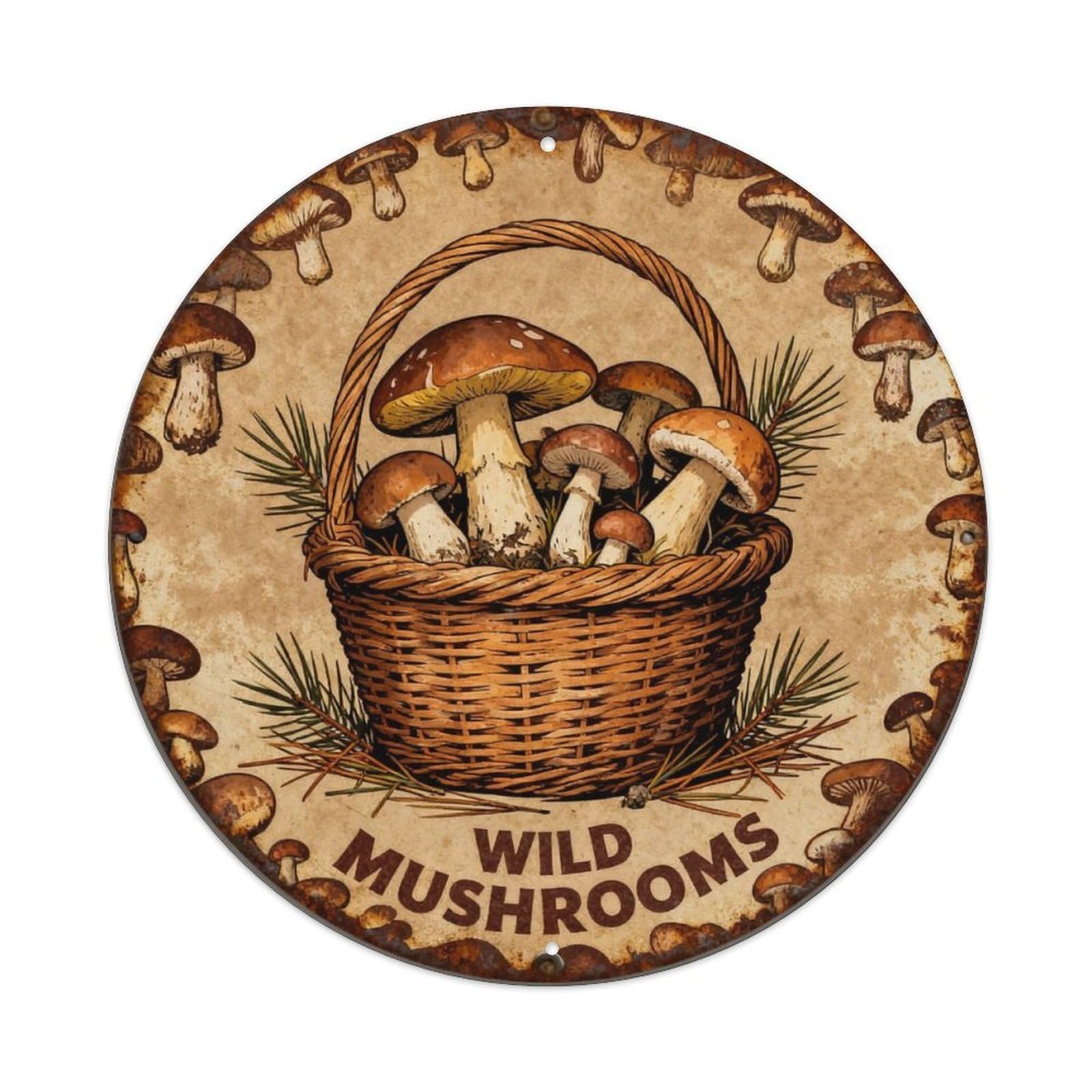 Wild Mushrooms Metal Tin Sign Plaque