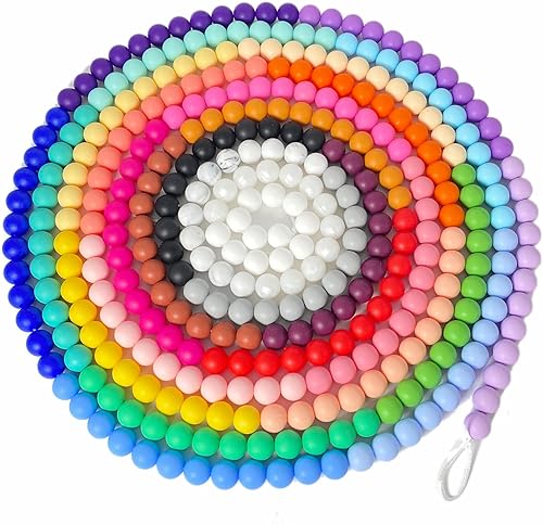 Miniatura 7 de 300 cuentas de silicona, cuentas redondas de silicona de 0.472 pulgadas a granel para hacer llaveros, 30 colores, cuentas focales de silicona,