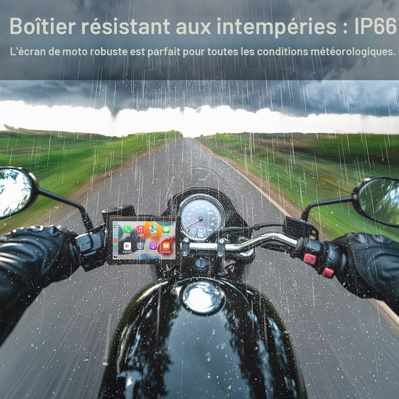 Écran tactile 5'' pour moto compatible CarPlay & Android Auto [Lescars]