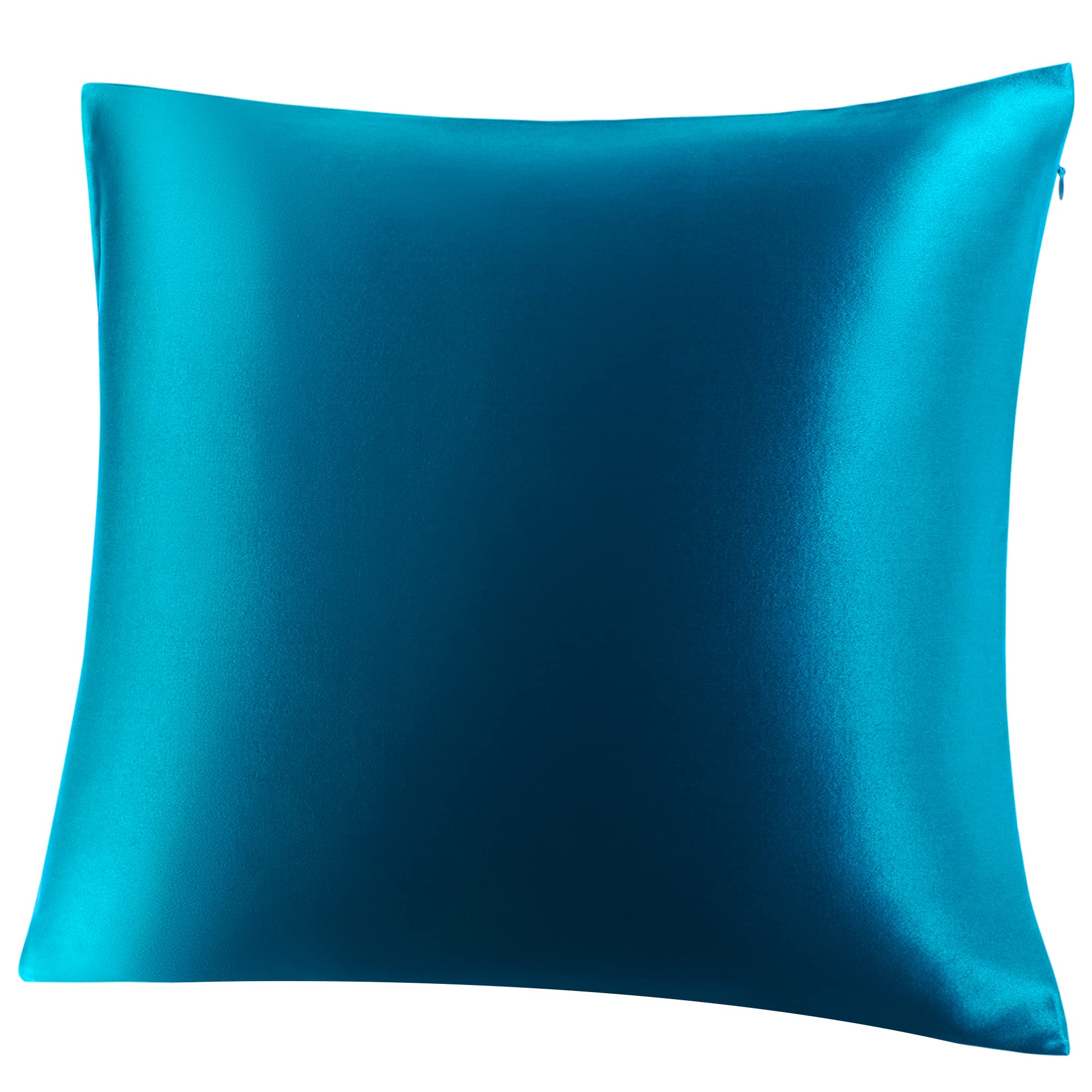 PiccoCasa Pillowcase Silk Pillow Case 19 Momme 6A with Hidden Zipper for Hair and Skin Peacock Blue 40x40cm