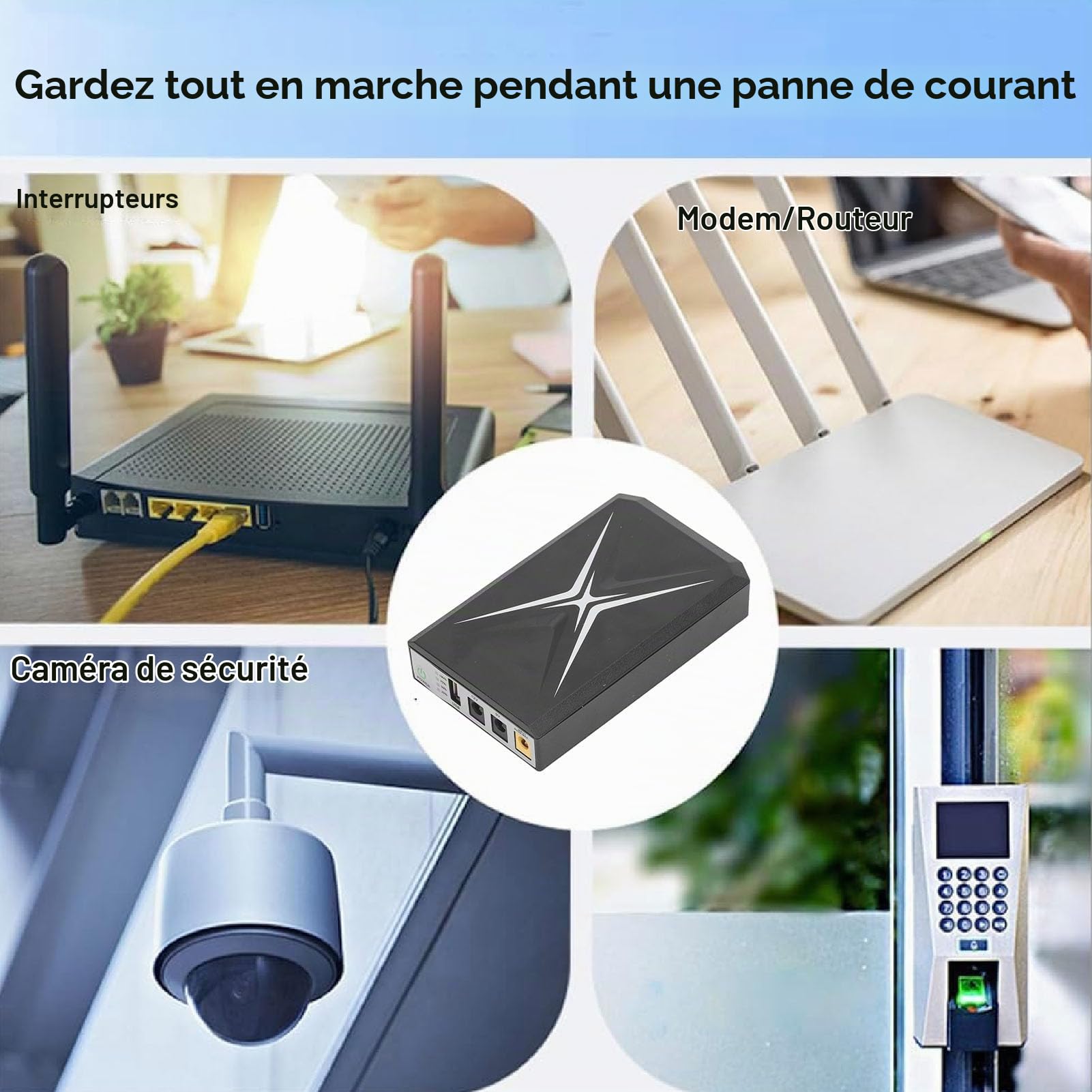 Batterie de Secours UPS, 8800 MAh Rechargeable Mini UPS Alimentation sans Interruption avec Entrée DC/USB Sortie USB 5V DC 9V/12V 2A Power Bank pour Routeur, Modem, Caméra