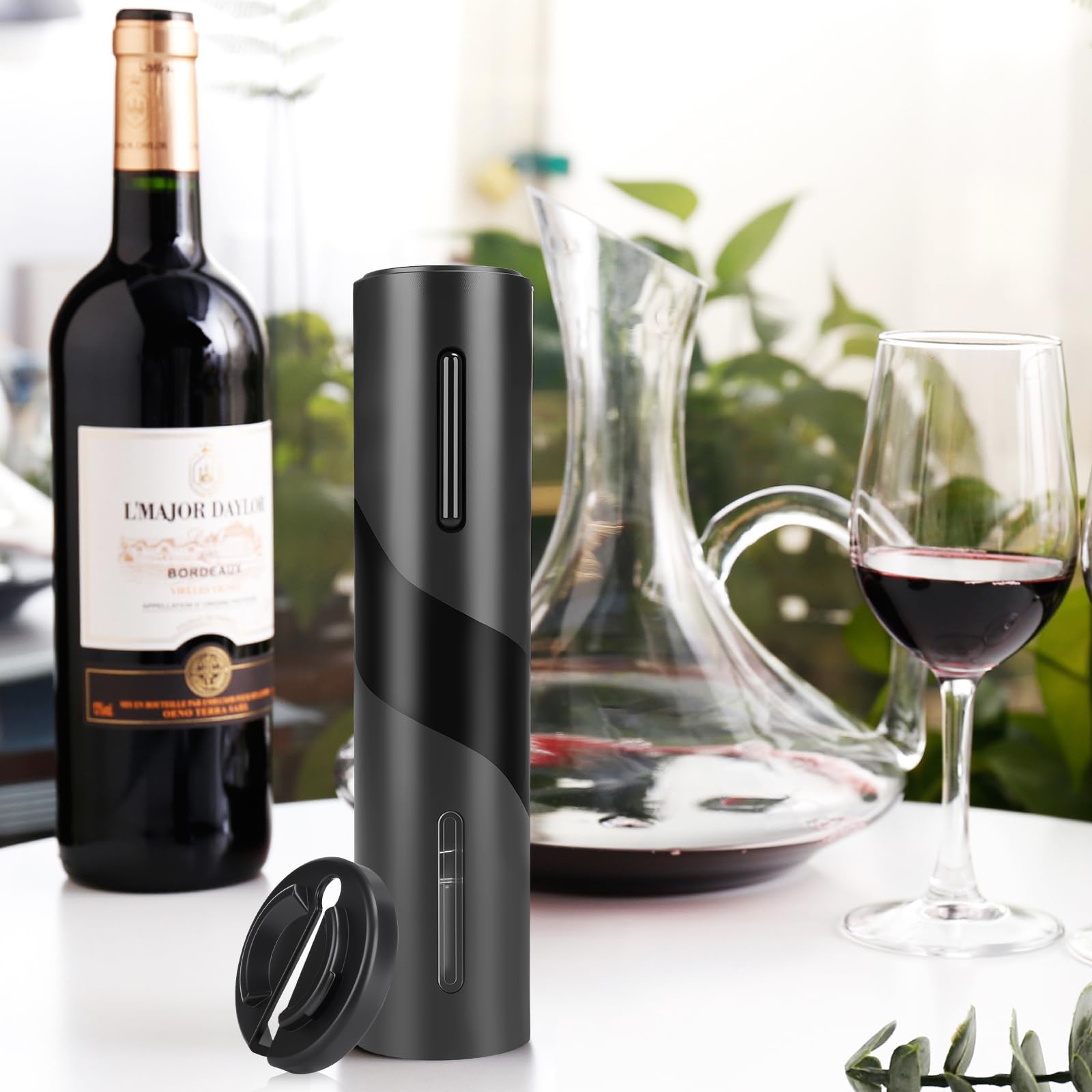 Sacacorchos Eléctrico Recargable, Juego de Regalo de Vino con corta cápsula, Boquilla Aireador, Bomba de Vacío y Cable USB del Abridor de Vino Electrico - Regalo hombre para amantes del vino