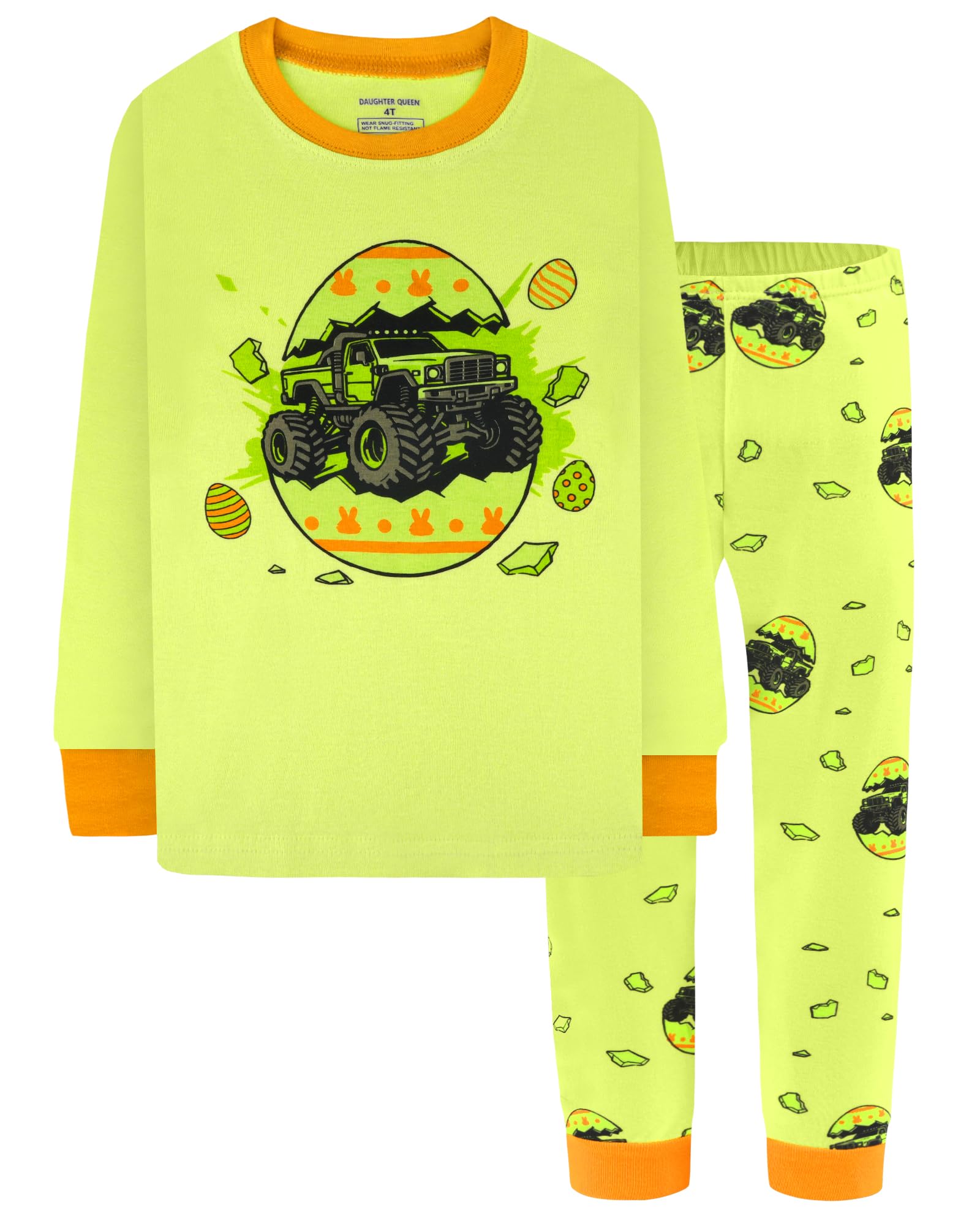DAUGHTER QUEEN Boys Pajamas 4 Pieces Long Set 100% Cotton Sleepwear Size 18 Months-12 Years