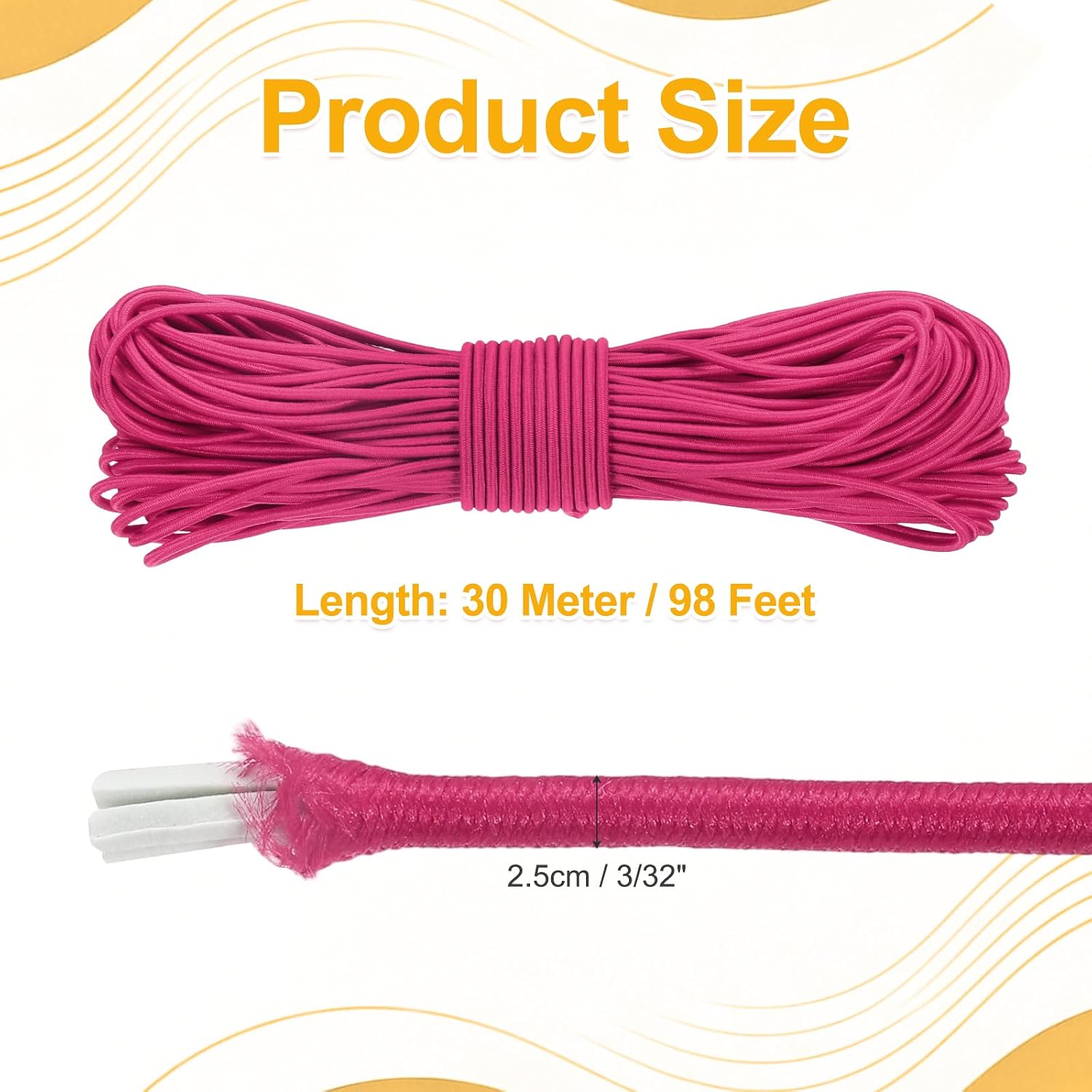 PATIKIL Elastic Bungee Cord, (3/32" x 98 ft, Wine Red) Heavy Duty Polyester Bungee Cord Suit for - DIY Projects Kayak Strap Tarp Tie Down Canopy Boating Camping Tent