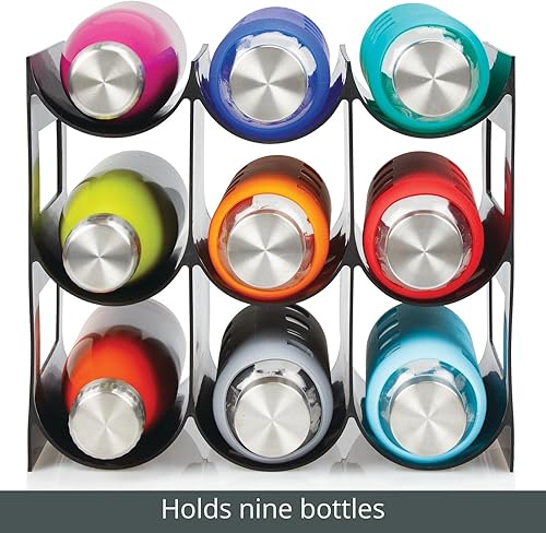 Miniatura 5 de mDesign  Organizador plástico para almacenamiento de botellas de agua y vino para encimeras de cocina, despensas, refrigeradores, sin BPA, de 3