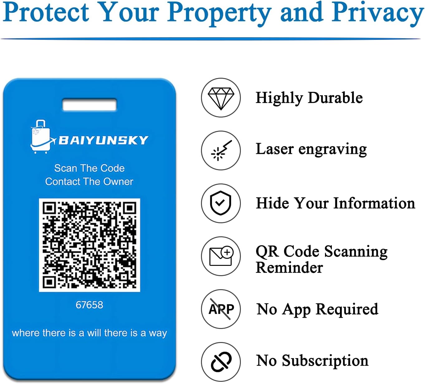 Smart Luggage Tags for Suitcases, 4 Pack Privacy QR Code Security Information Luggage Tag, Steel Ring, Waterproof Easy Identify Personalized Luggage Tag, No App or Subscription Needed (4 Colours) image 2