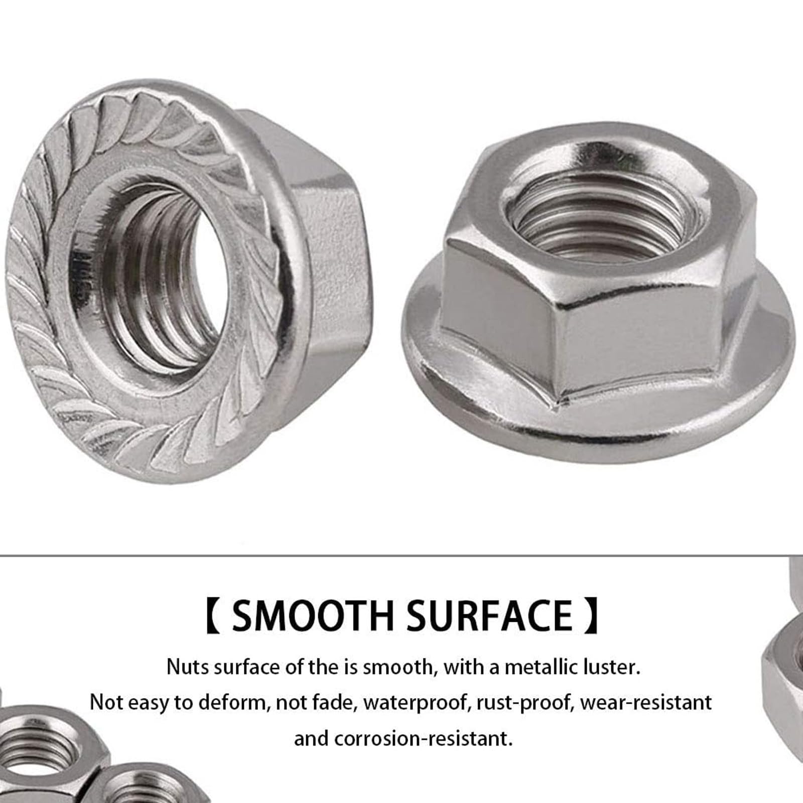4Pcs M10 Nuts, Serrated Flange Lock Nuts M10x1.25, Hex Flanged Locknut for Bolts/Screws - Image 4