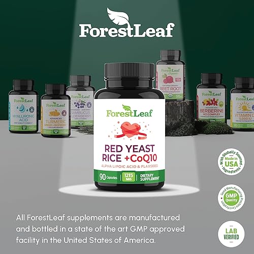 Miniatura 8 de Cuidado del arroz de levadura roja con COQ-10 y linaza orgánica apoya la salud cardiovascular 1215 mg sin citrinina suplementos dietéticos diarios 90