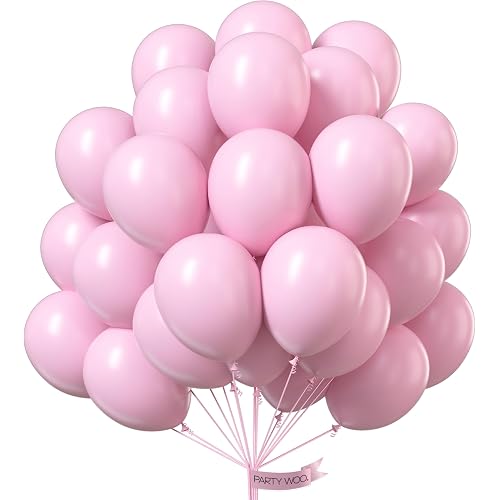 PartyWoo Baby Pink Balloons 50pcs Pastel Pale Light Pink Color | Balloons for Gender Reveal Easter Bachelorette Wedding Bridal Shower Birthday Girl Party Decorations Pink-Q05