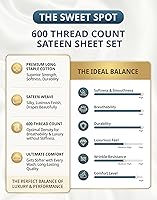 Vista 6 de LANE LINEN Juego de sábanas y fundas de almohada de algodón grueso de 600 hilos, 100 % algodón mercerizado, suave y suave como un hotel, con acabado