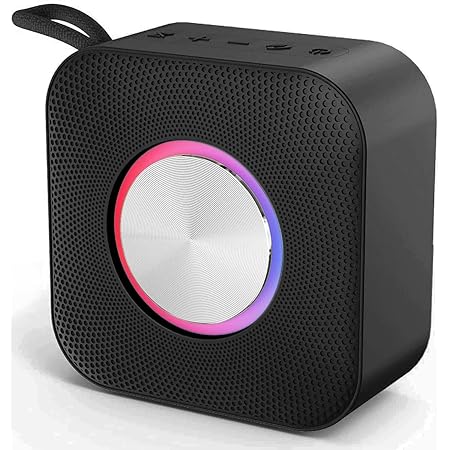 EDUPLINK Waterproof Portable Bluetooth Speaker with Party Light Switch Between Bluetooth Pairing and Aux-in Mode by Phone Button for Kids - Black