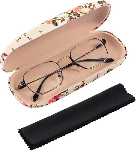 Vista 5 de Weewooday Estuche rígido para lentes de flores, funda de tela floral para mujer, funda de vidrio duro retro, 2 piezas