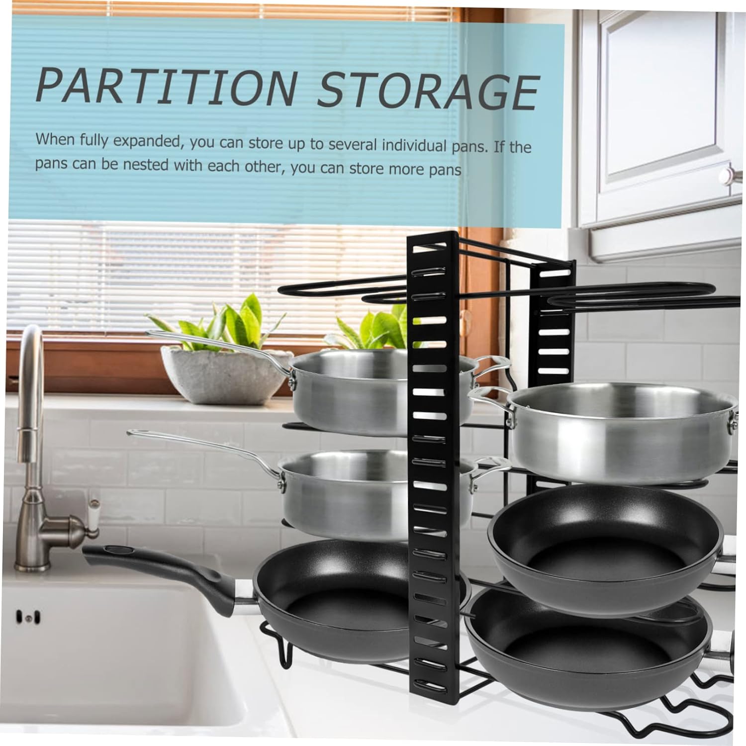 Kitchen Organizer Rack for Pots and Lids Heavy Duty Multi-functional Storage Stand Plate and Cutting Board Holder Space-saving Cabinet Non-slip Design