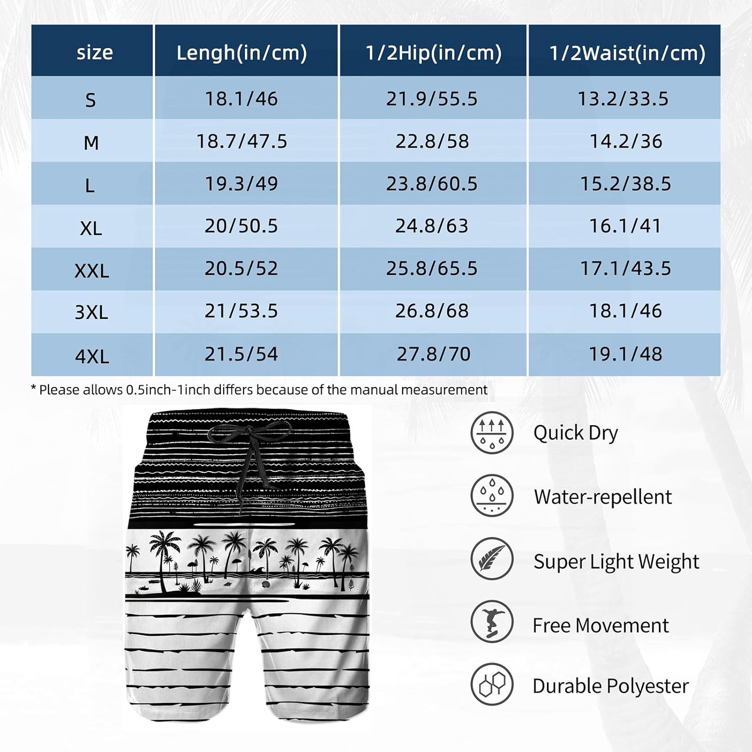Mens Swim Trunks with Mesh Lining,Quick Dry Swimsuit Board Shorts Beach Pants Swimwear Bathing Suits - Image 7
