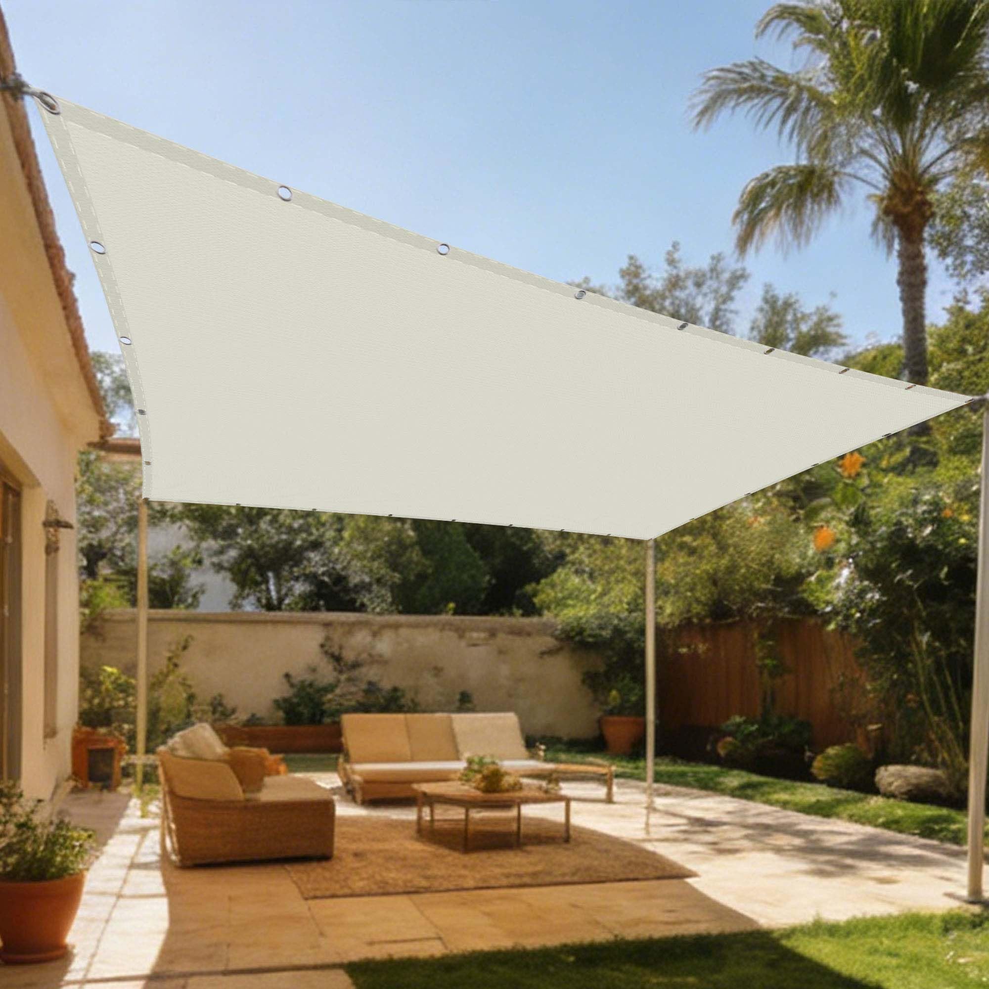 Voile d'ombrage 160x450 cm blanc cassé résistant à l'eau avec oeillets