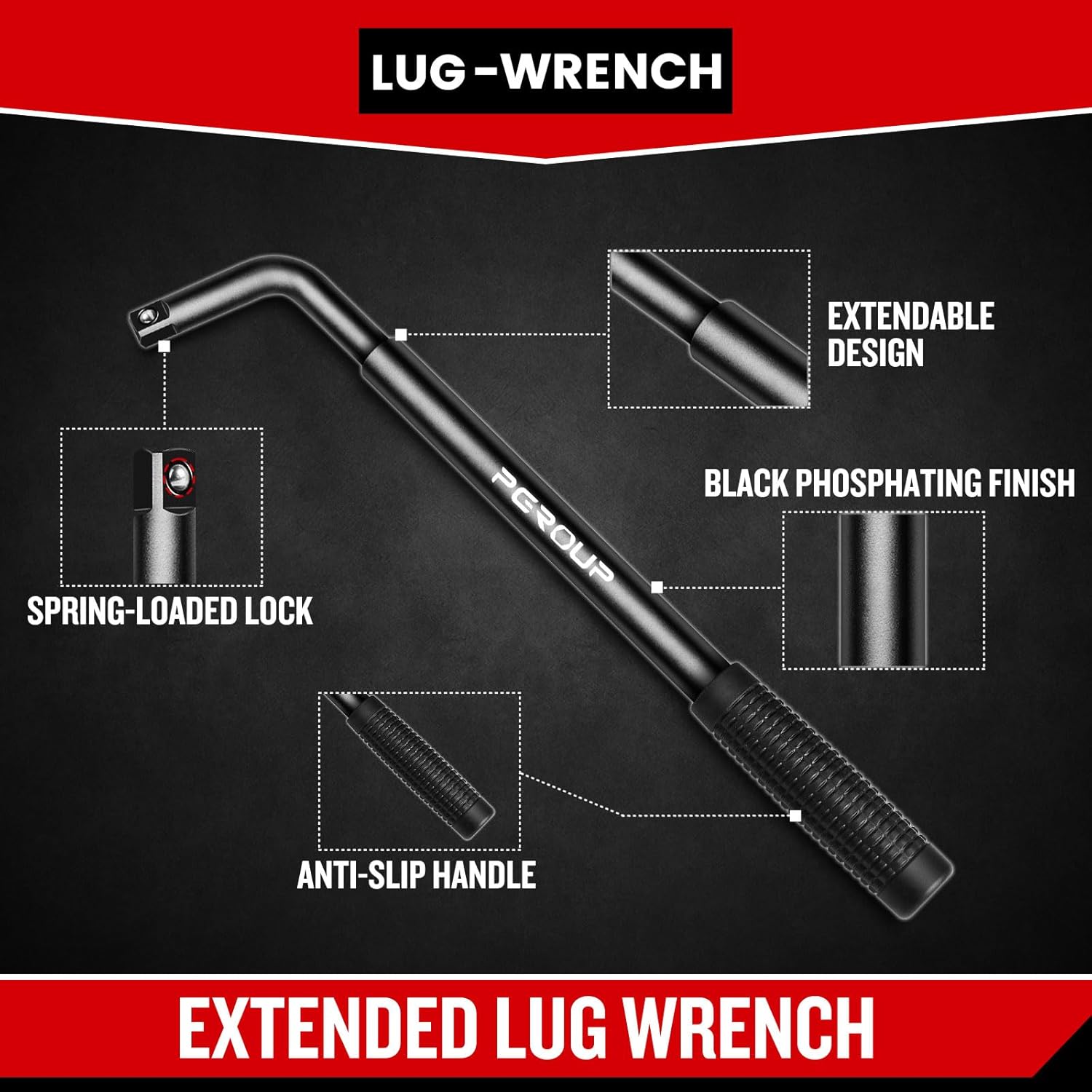 zhax Telescoping Lug Wrench, Extended Lug Wheel Wrench with 19mm(3/4") and 21mm(13/16”) CR-V Steel Sockets, Tire Repair Tools for Car, Truck & Van