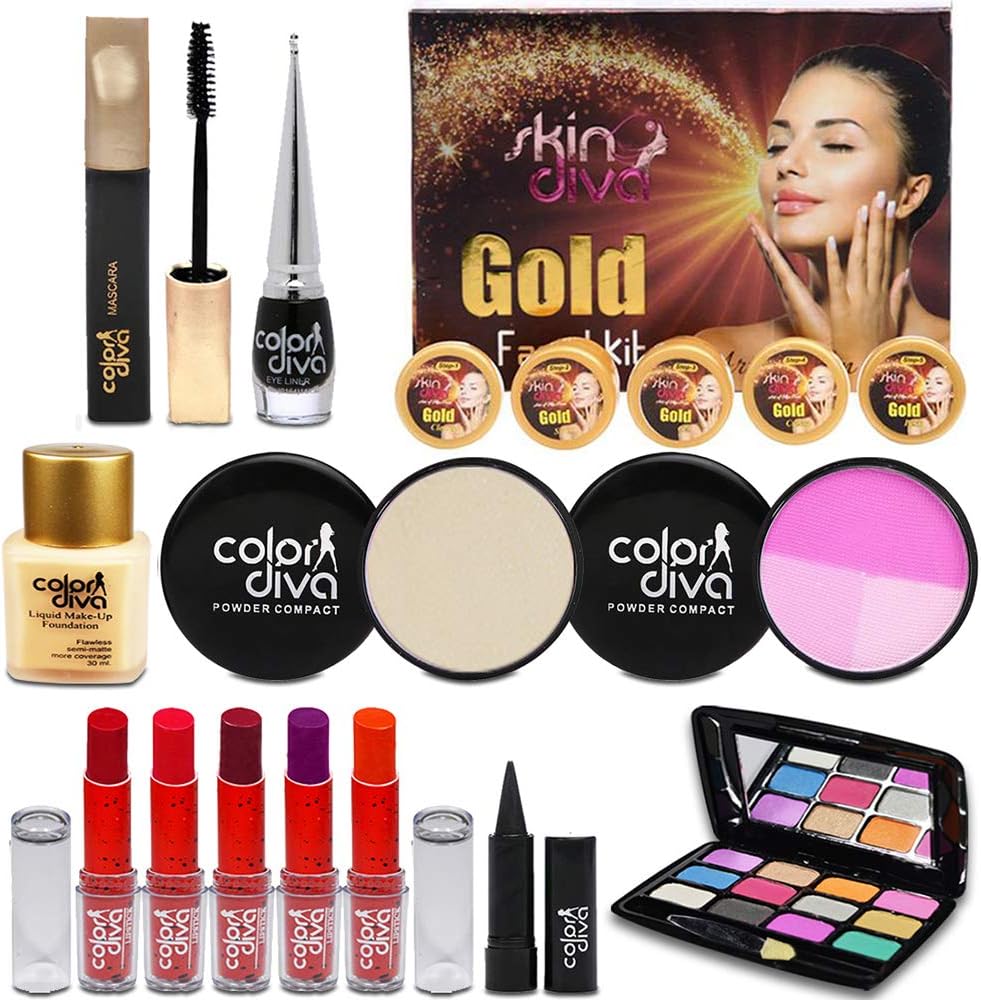 Color Diva Skin Diva Triple Facial Kit With Beauty Sepcial Combo Makeup Set of 13, G556