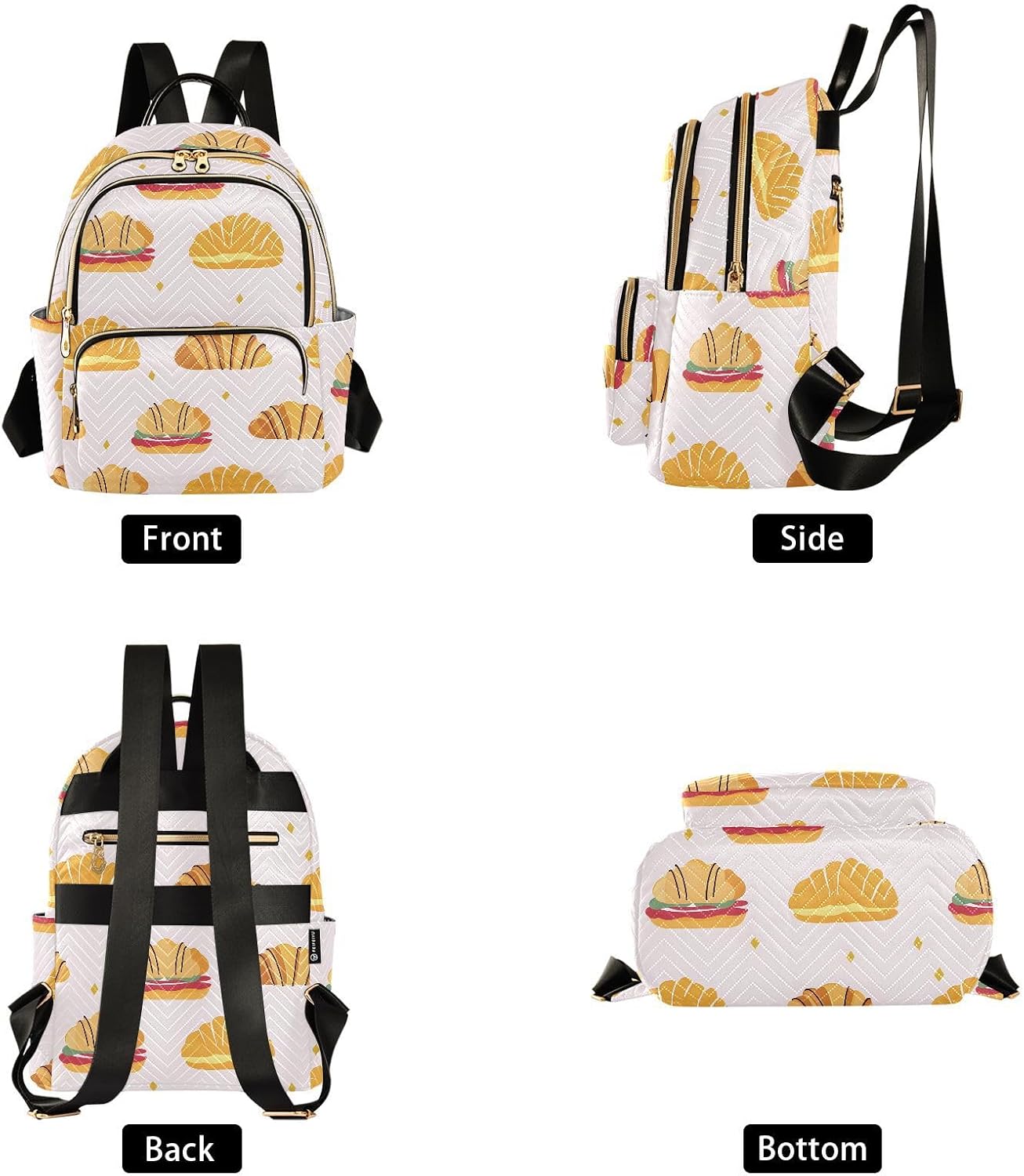 Butter Bread Print Backpack Purse for Women Shoulder Bag Fashion Daypack Ladies Handbag Lightweight Travel Bag Rucksack