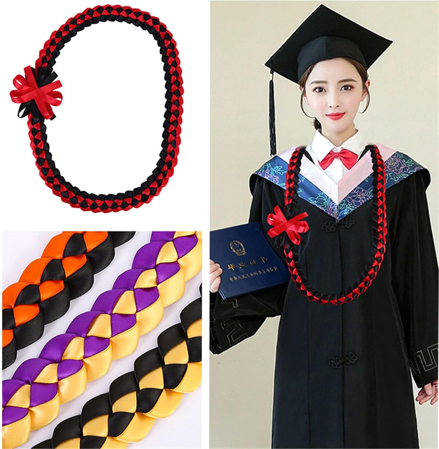 Ribbon Necklace Braided Rope for Clothing and Decoration Colorful Ribbon Garlands Accessory Woven Necklace