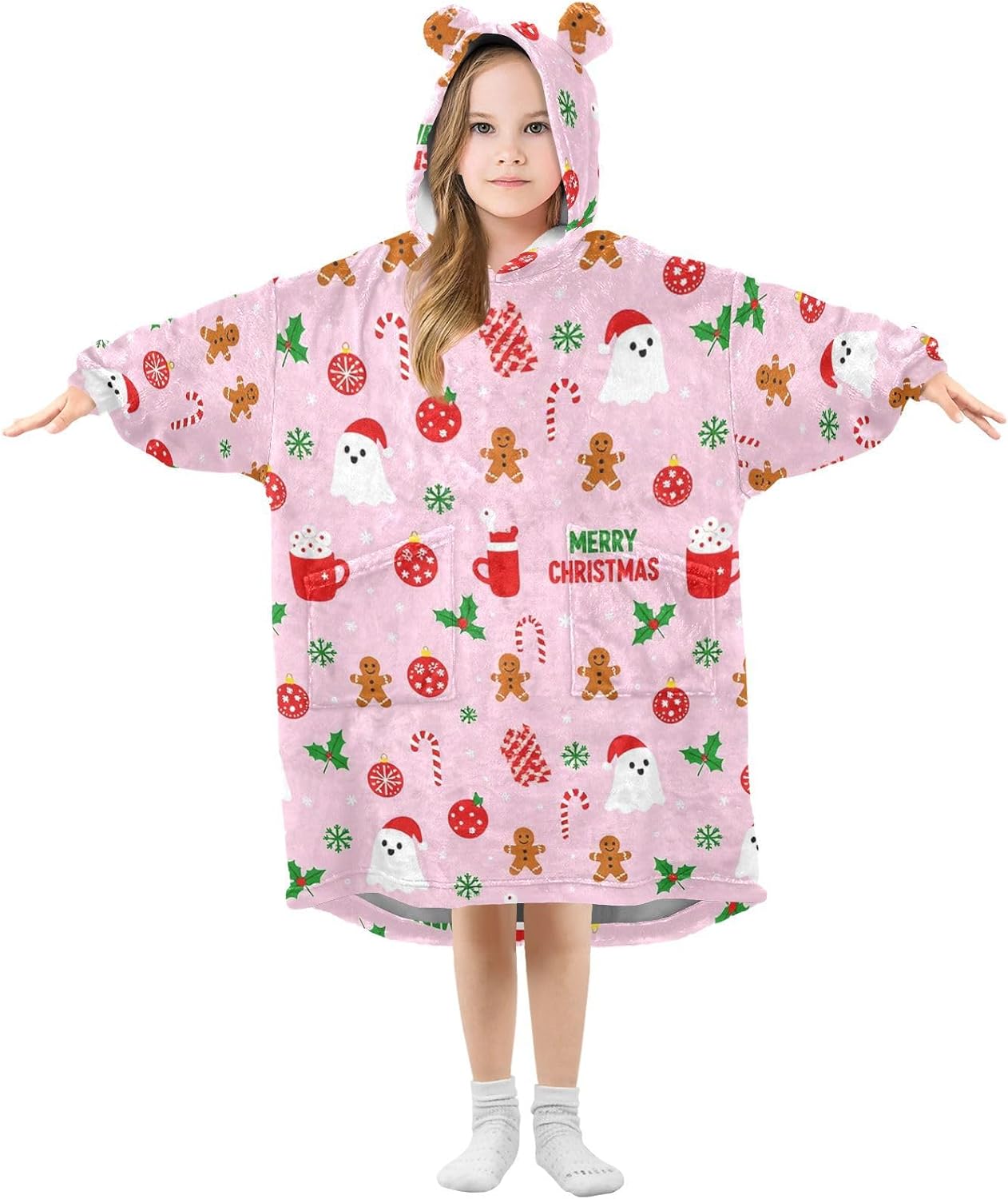 GuoChe Wearable Blanket Hoodie Oversized Flannel Blanket Hoodie