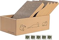 Poilsbebe 5-Pack Reversible Cardboard Cat Scratcher with Catnip - 2 Curved & 3 Flat Boards for Indoor Cats, Furniture Protector