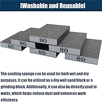 Vista 5 de Juego de 6 bloques de lijado manual de grano 80 – esponja de lijadora mediana, esponjas de lijado de doble uso húmedo y seco, lavable