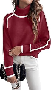 EVALESS Sweaters for Women Fall Winter Cozy Turtleneck Sweater