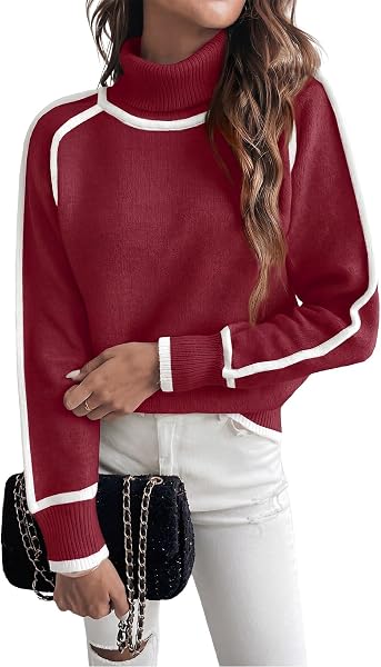 EVALESS Sweaters for Women Fall Winter Cozy Turtleneck Sweater
