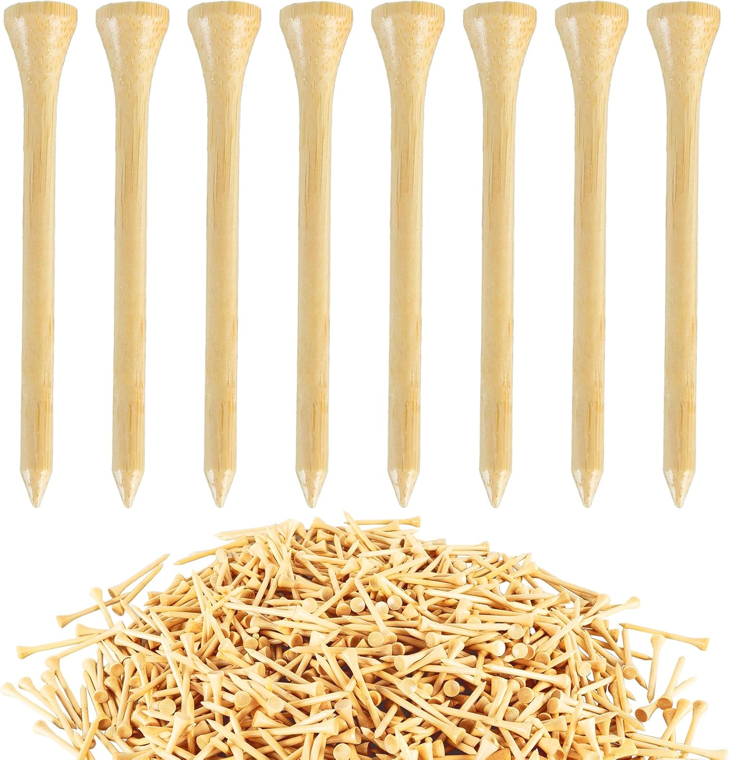Bamboo Golf Tees 1000 PCS, 2-3/4 inch(70mm) & 3-1/4 inch (83mm) Length, Stronger Than Wood Tees