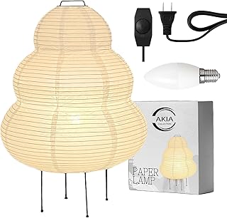 Japanese Rice Paper Lamp, Noguchi Style Lantern – Dimmable Floor Lamp wi...