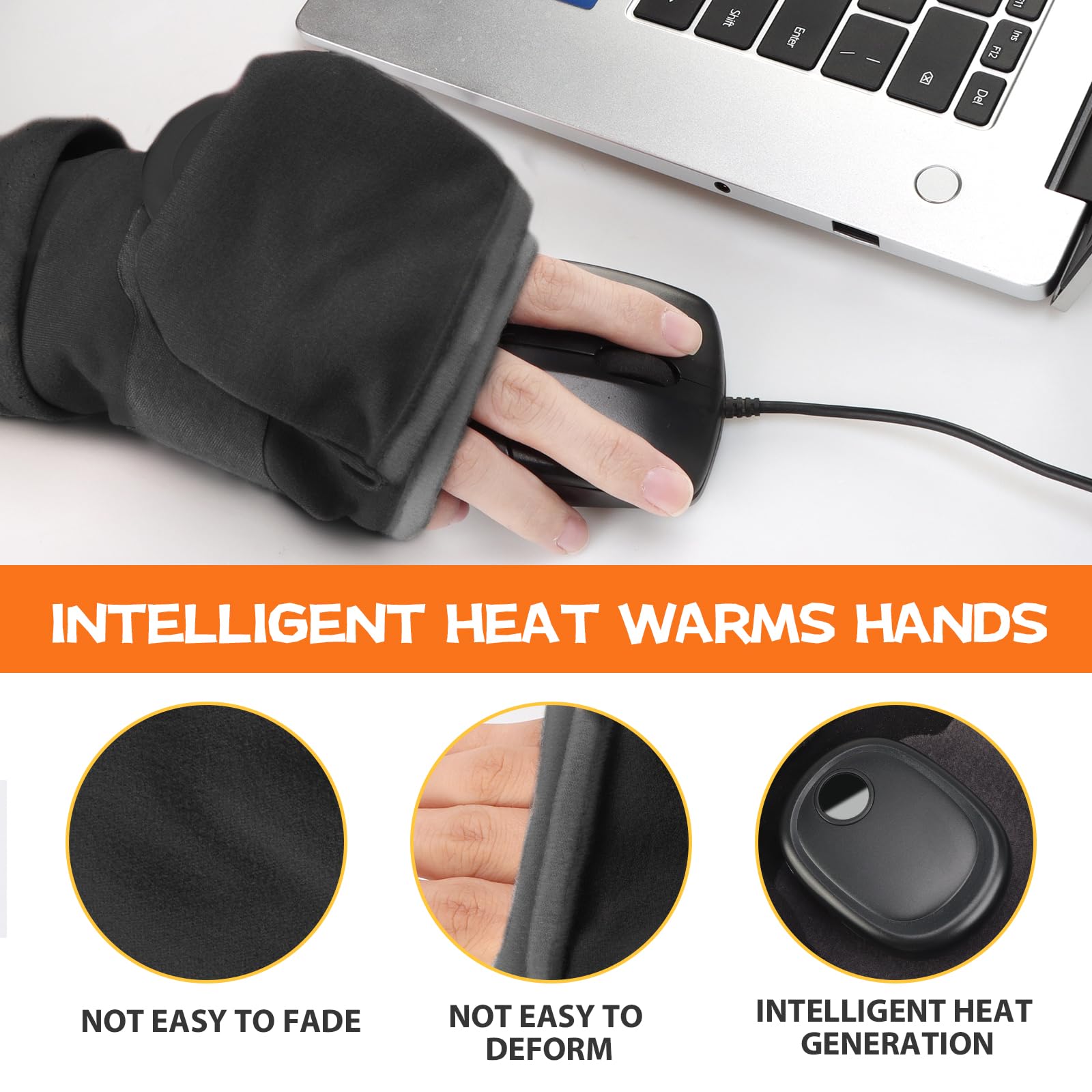 EZBNG AI Heated Gloves for Women Rechargeable, 2025 Upgraded Large Capacity Heated Fingerless Gloves for Women Smart Thermostatic Electric, Hand Warmers for Cycling Outdoor Snow(Black)