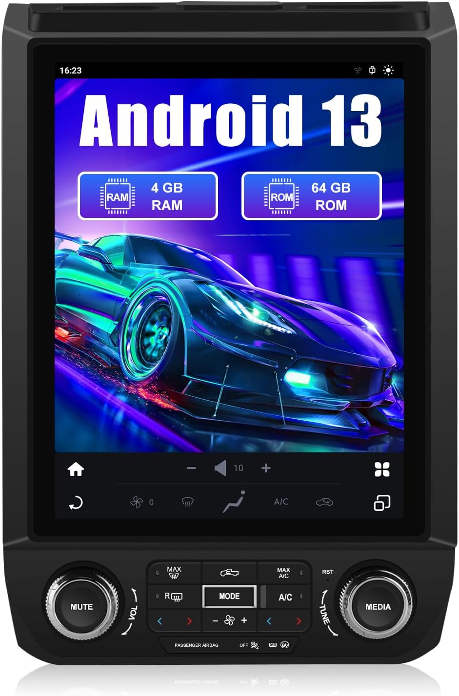 Car Stereo Upgrade for Ford F150 2015–2021, 12.1" IPS Touch Screen Radio Replacement, CarPlay & Android Auto, GPS Navigation, 4G + WiFi, Bluetooth/FM/AM, 8-Core, 4GB RAM + 64GB ROM, SWC